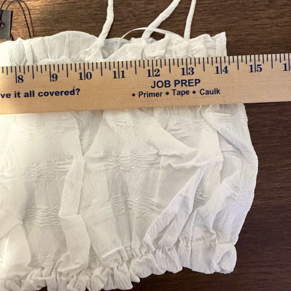 Brand New PaperMoon Woman's Smocked Crop Top Size L White Coquette Cottagecore‎ - Picture 8 of 9